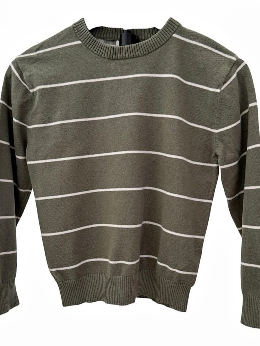 Cat & Jack Boys Striped Pullover Sweater Green & White Medium